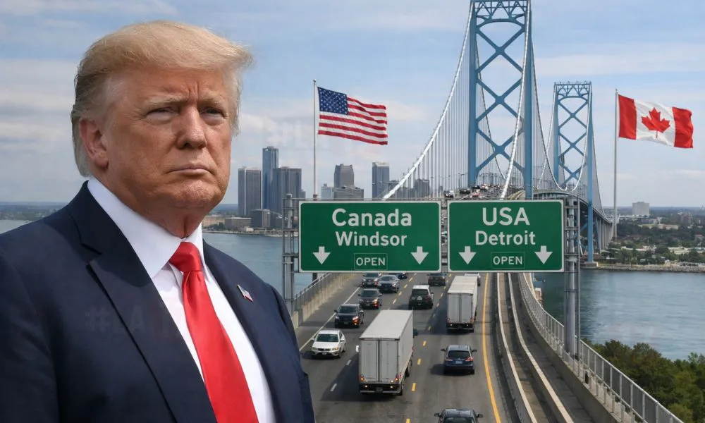 Donald Trump y el puente con Canadá. Imagen creada con IA generativa por #LA17