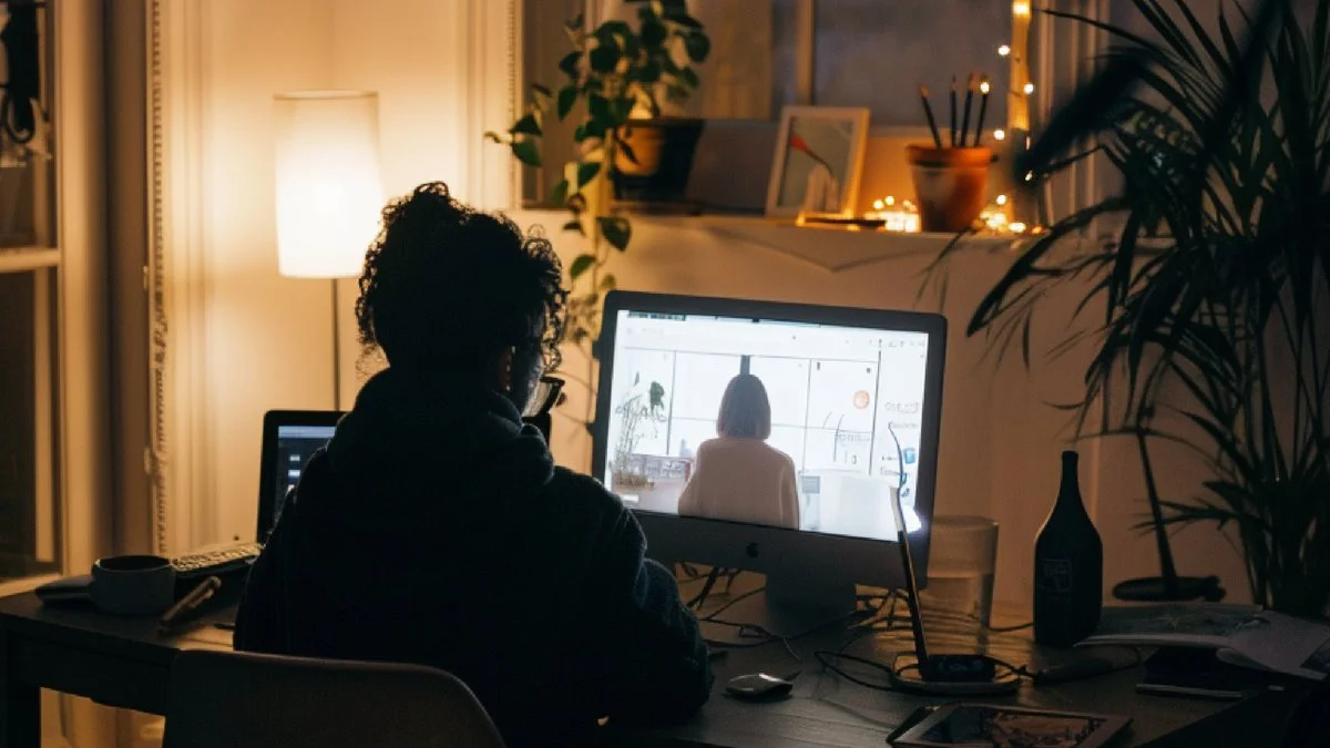 Mujer frente a una computadora imagen ilustrativa fuente Magnific