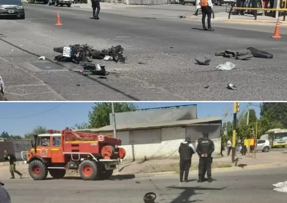 El camión de Bomberos impactó contra la mujer en moto