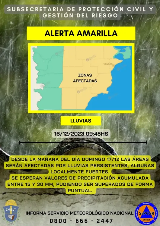 Alerta Amarilla por lluvias intensas 