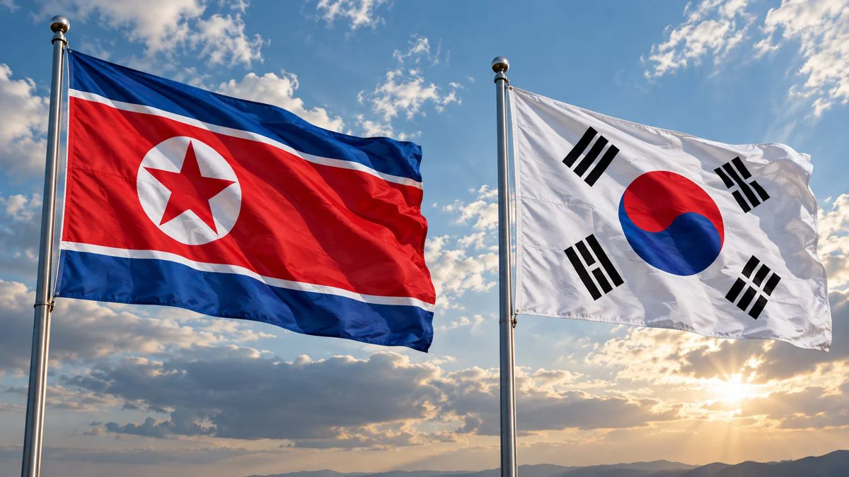 Banderas de Corea del Sur y de Corea del Norte. Imagen creada con IA