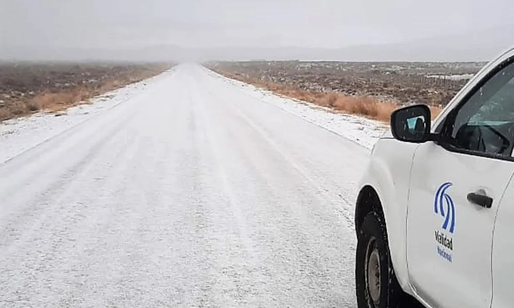 Nieve en las rutas de Chubut Foto Vialidad Nacional