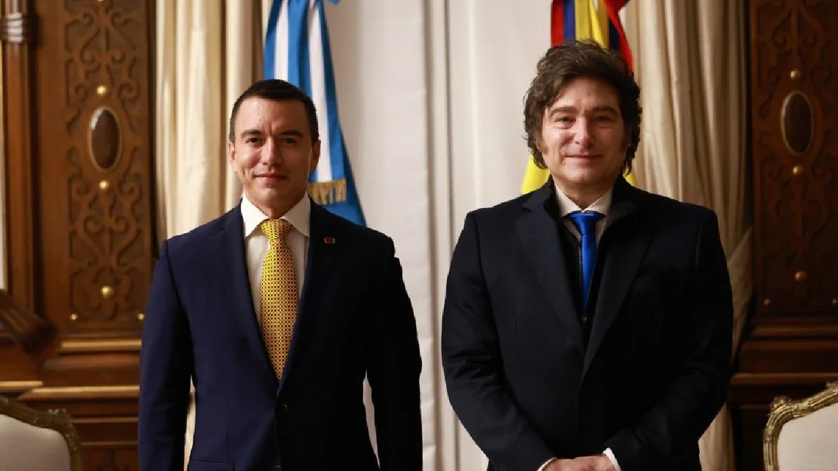 Javier Milei y Daniel Noboa. Foto Unión Radio