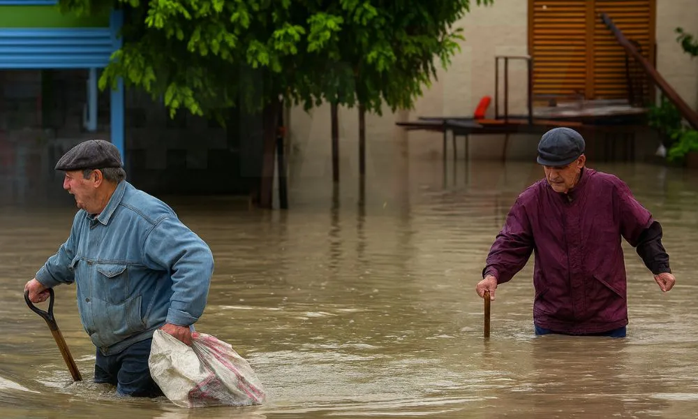 Inundación de 1998 en Madryn imagen reeditada digitalmente por LA17
