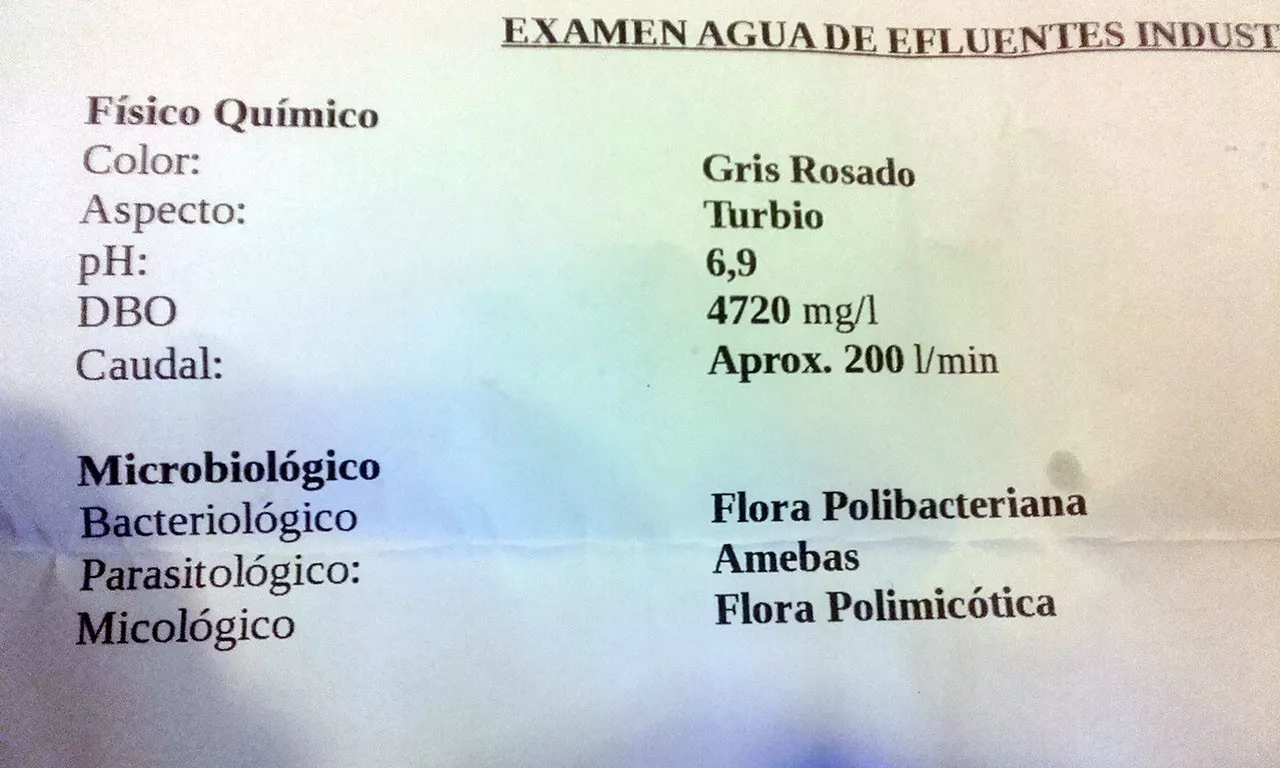 Informe Laboratorio Muestras de vertidos de aguas de Pesqueras #Madryn