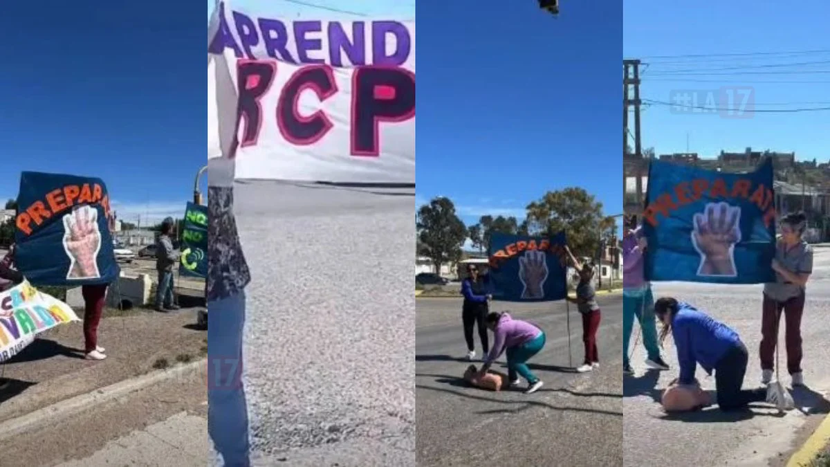 Enseñan maniobras de RCP en 30 segundos en semáforos de Puerto Madryn