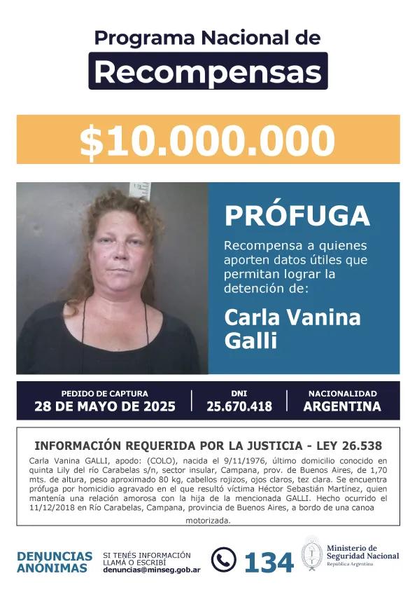 Recompensa por Carla Vanina Galli