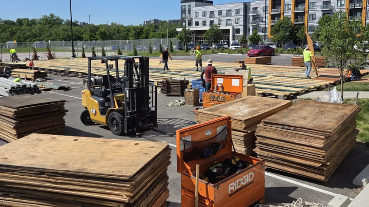 Obras en el hotel Origin de la ciudad de Kansas, base de la Selección argentina. Foto Agencia NA 