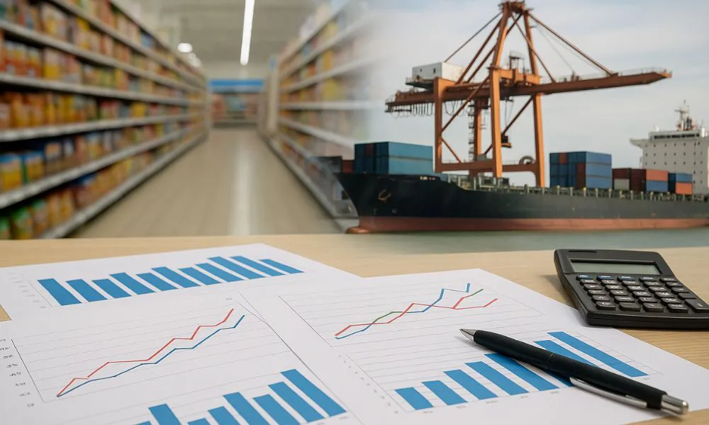 Economía ventas importaciones expertaciones imagen ilustratitva AI