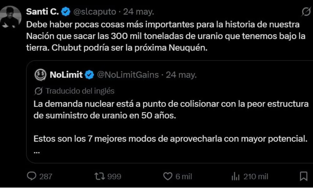 Tuit de Santiago Caputo