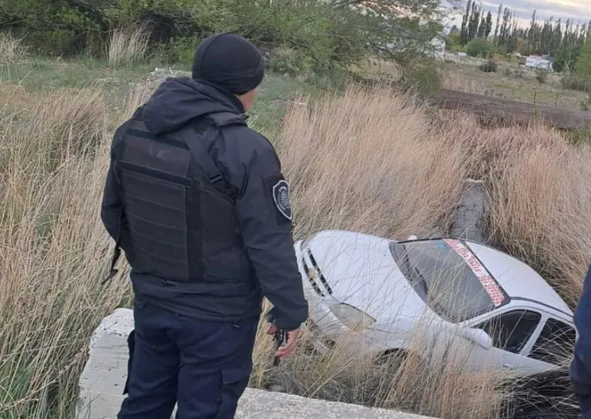 Remis a un canal de riego en Sarmiento