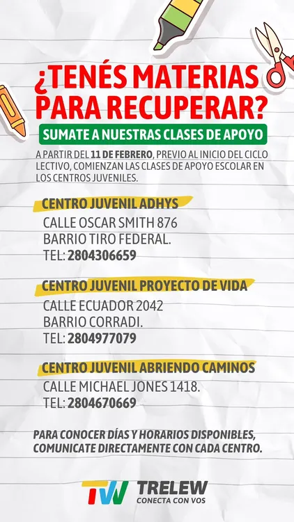 Apoyo escolar en Trelew