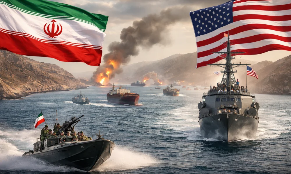 Irán contra Estados Unidos por el estrecho de Ormuz. Imagen ilustrativa creada con IA generativa por #LA17