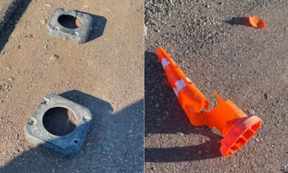 Un camionero destrozó conos viales en Arroyo Verde