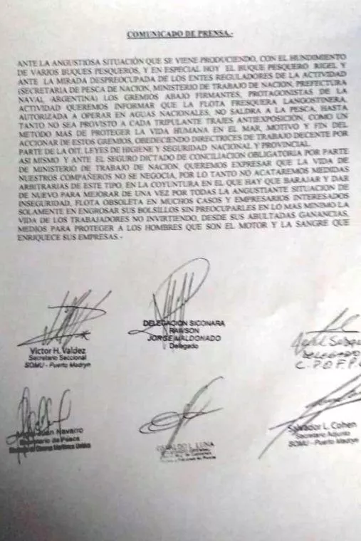 COMUNICADO PARO PESQUERO POR EL RIGEL