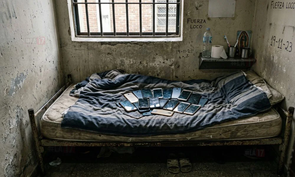 Cárcel celda con celulares imagen ilustrativa generada por LU17