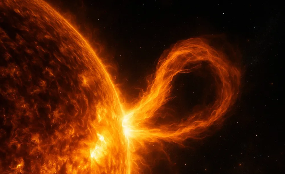 Tormenta solar. Imagen generada con IA