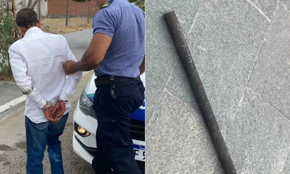 Amenazó a policías con un fierro