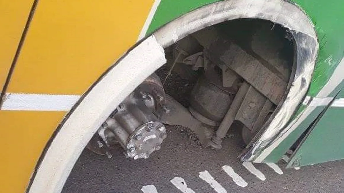Colectivo perdió una rueda en pleno viaje