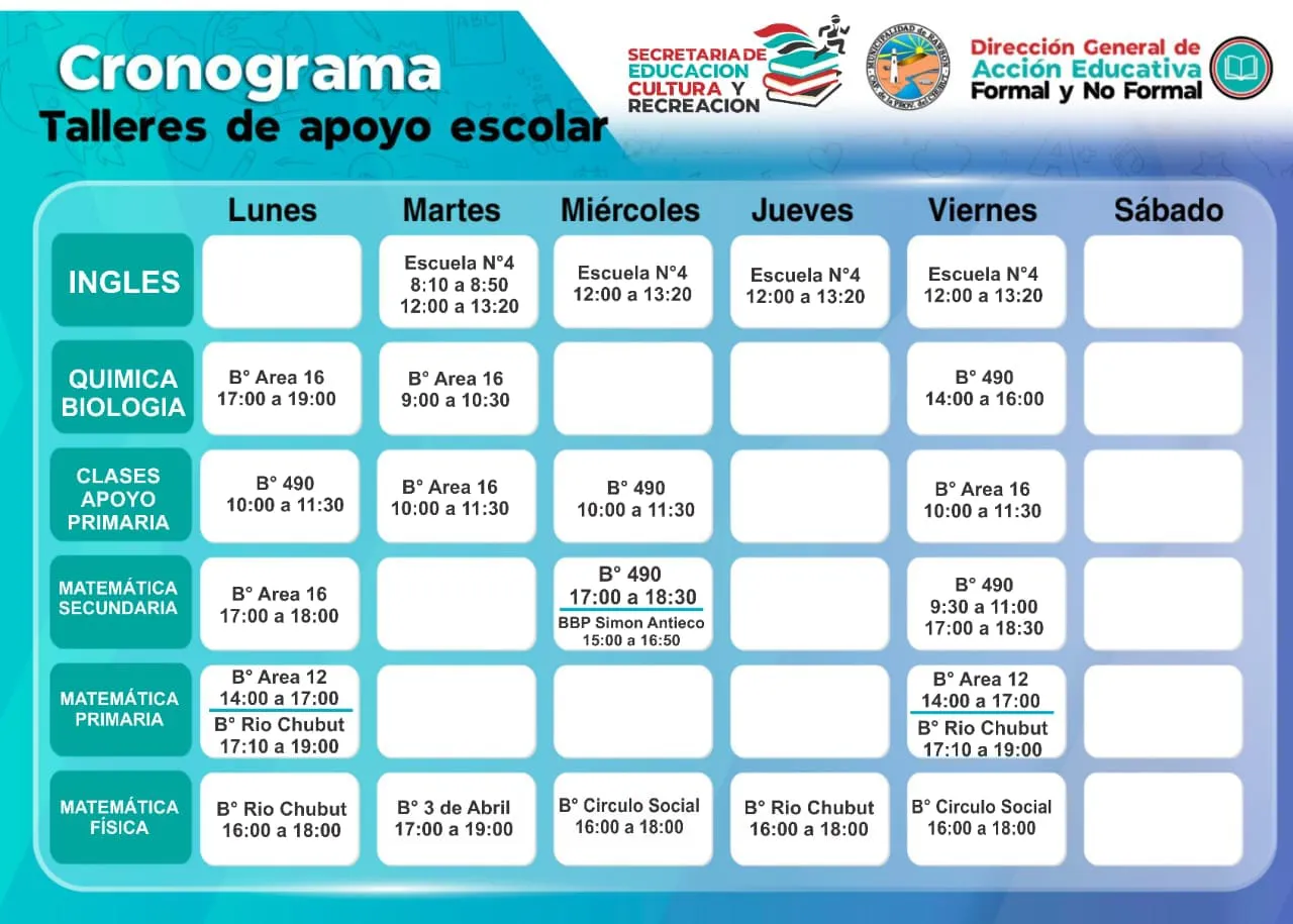 Talleres de apoyo escolar