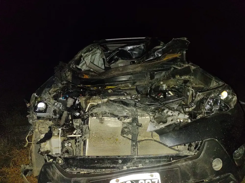 Camioneta Toyota Hilux luego del impacto