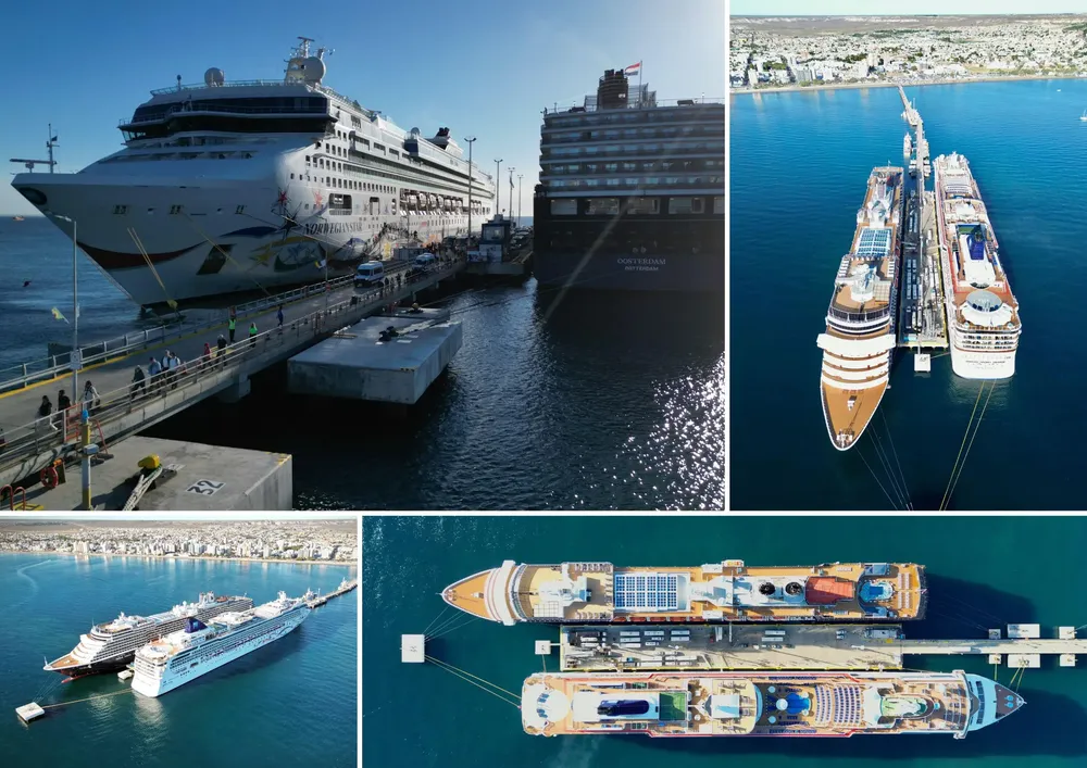 El Norwegian y del Osterdam amarrados en el Muelle Piera Buena de Puerto Madryn