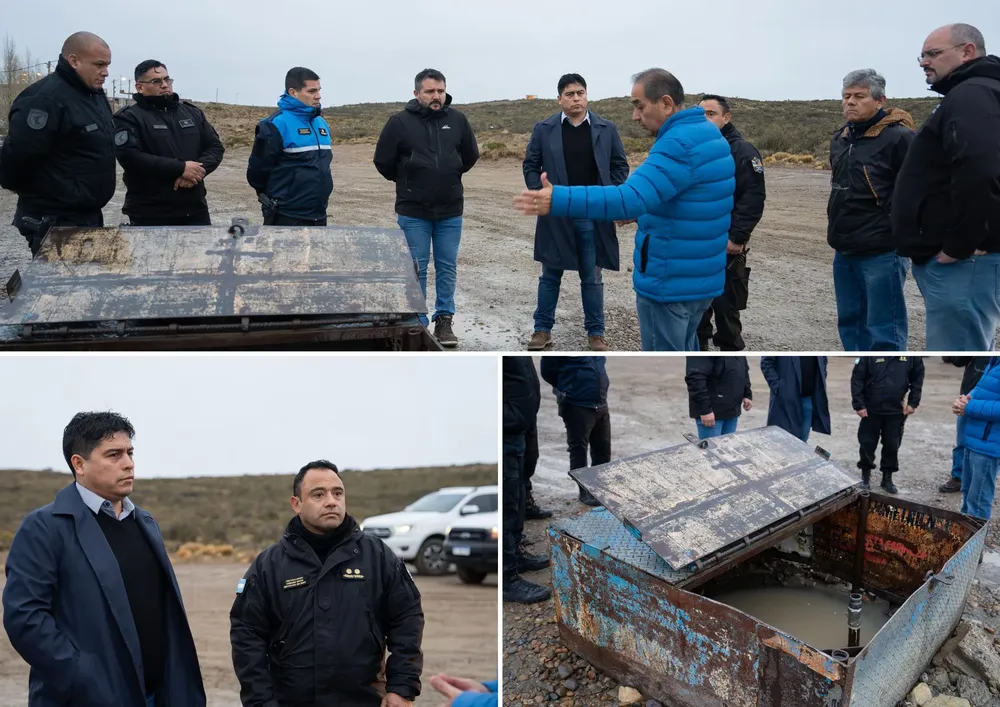 Claudio Vidal recorriendo los cargaderos de agua potable de Caleta Olivia