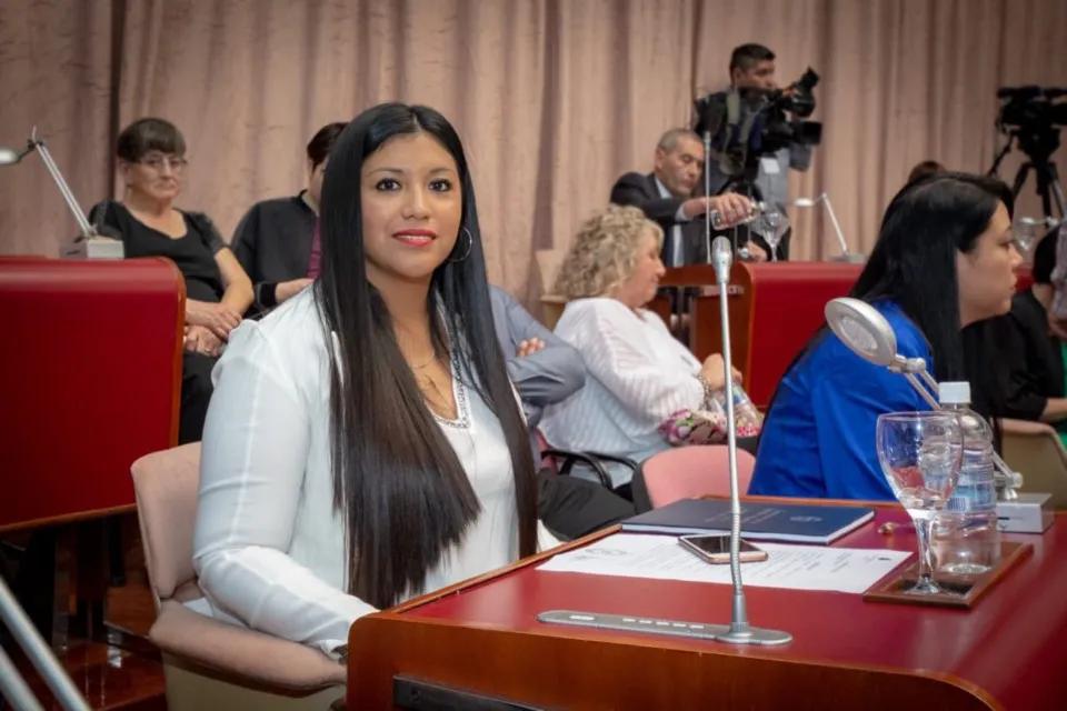 Gabriela De Lucía en su banca de diputada provincial.