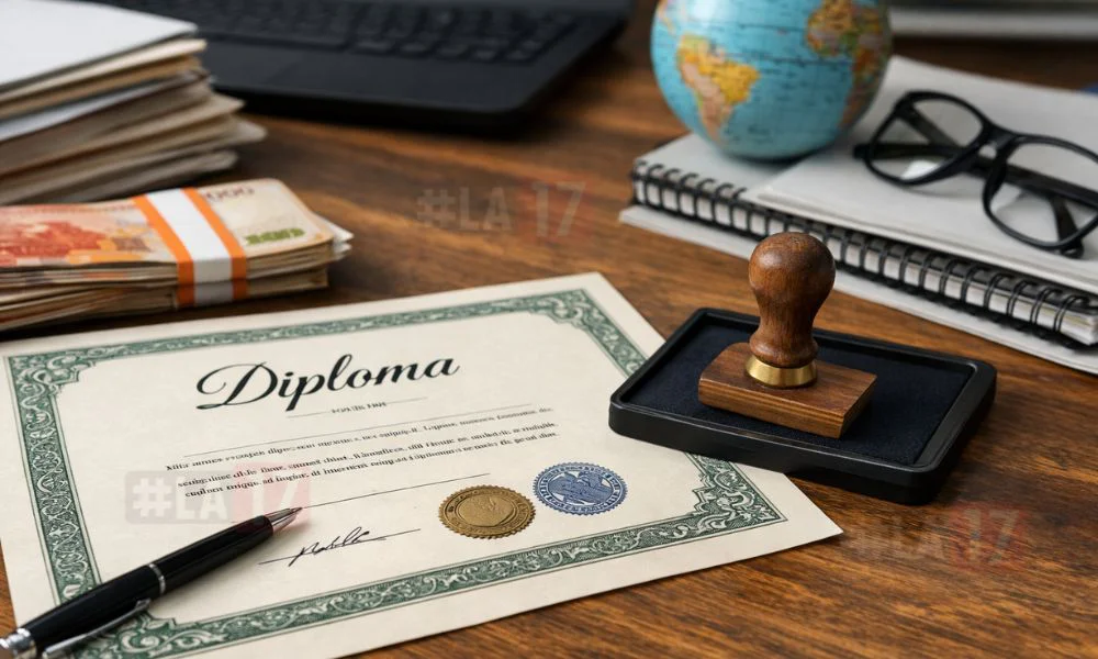 Diplomas truchos. Imagen creada con IA generativa por #LA17