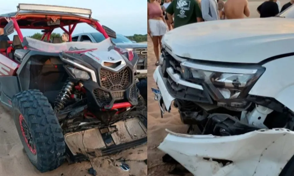 Choque entre un UTV y una camioneta en Pinamar. Foto eltrece