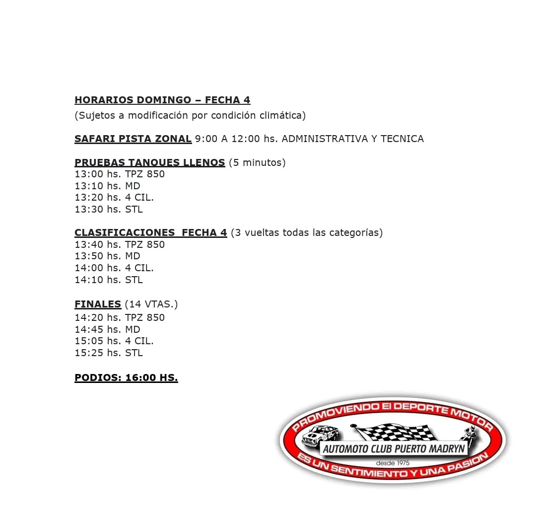 Safari Pista Zonal domingo.