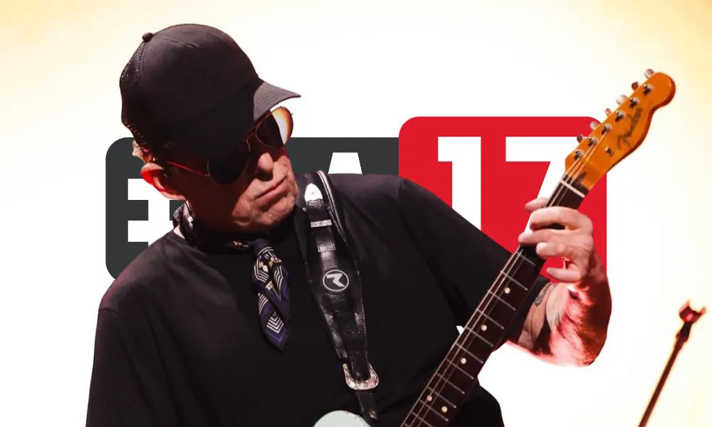 Andrés Calamaro con fondo de La17