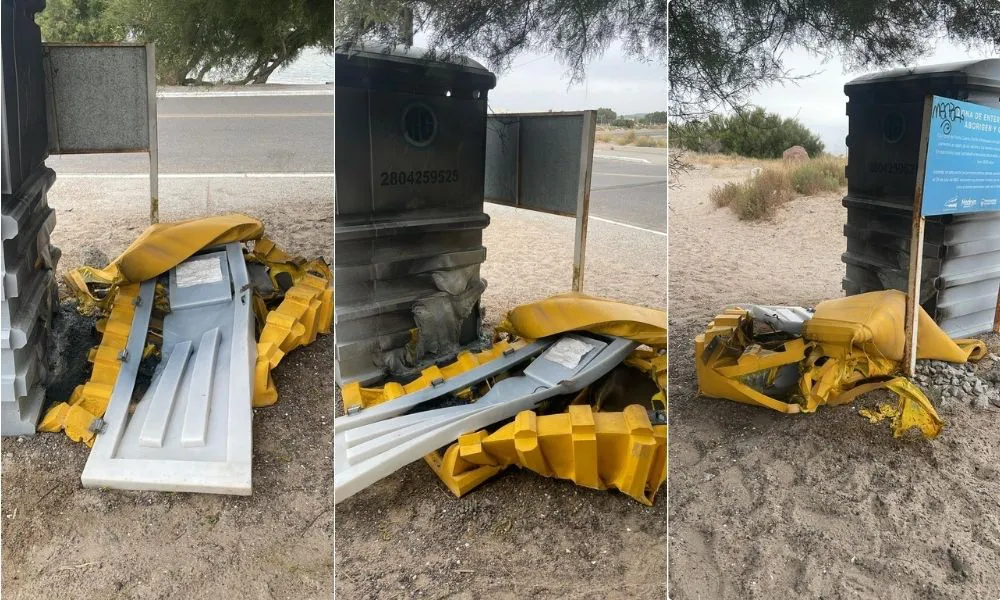 Destrucción de baños químicos en Puerto Madryn