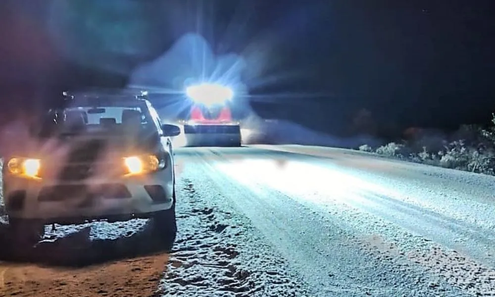 Ruta con nieve en Chubut