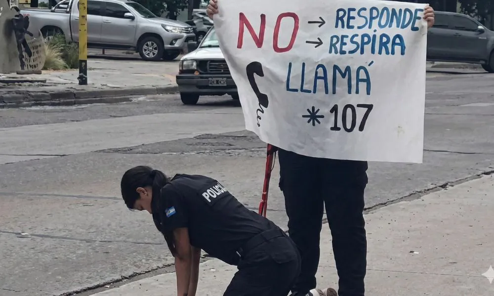 Brigadistas enseñan RCp foto La Arena reeditada digitalmente por LA17
