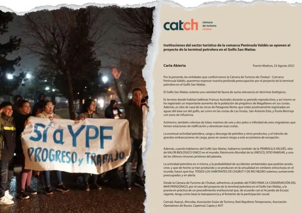 Cámara de Turismo Comarca Valdés rechaza oleoducto de YPF en Sierra Grande