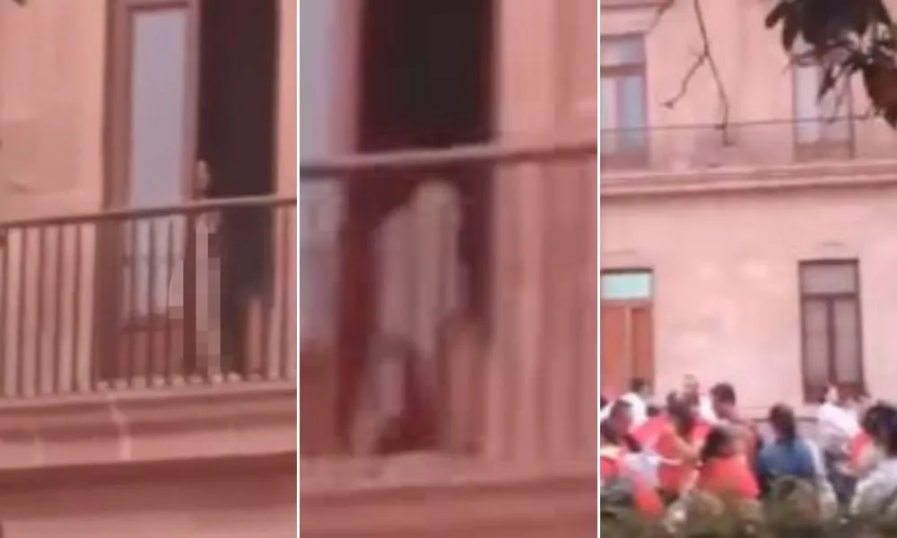 Captan a una mujer desnuda en la Casa de Gobierno durante una protesta