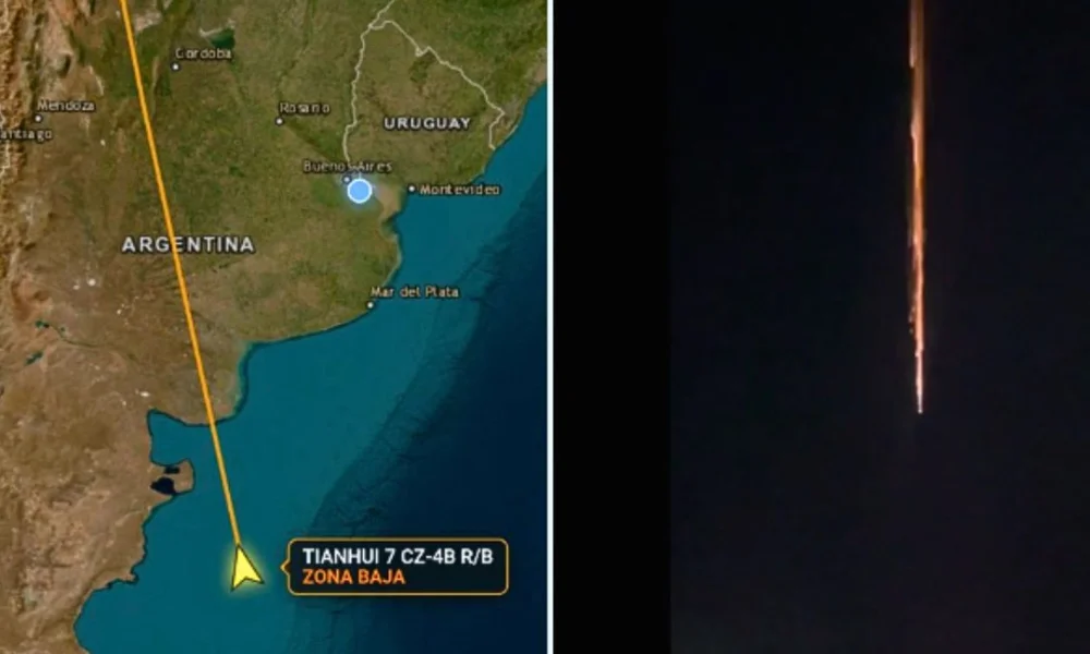 Una serie de destellos intensos avanzó en diagonal sobre el horizonte, dejando una estela incandescente.