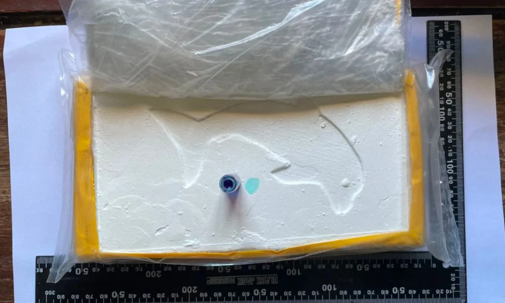 Cocaína con el sello Delfín. Foto Prensa Gendarmería