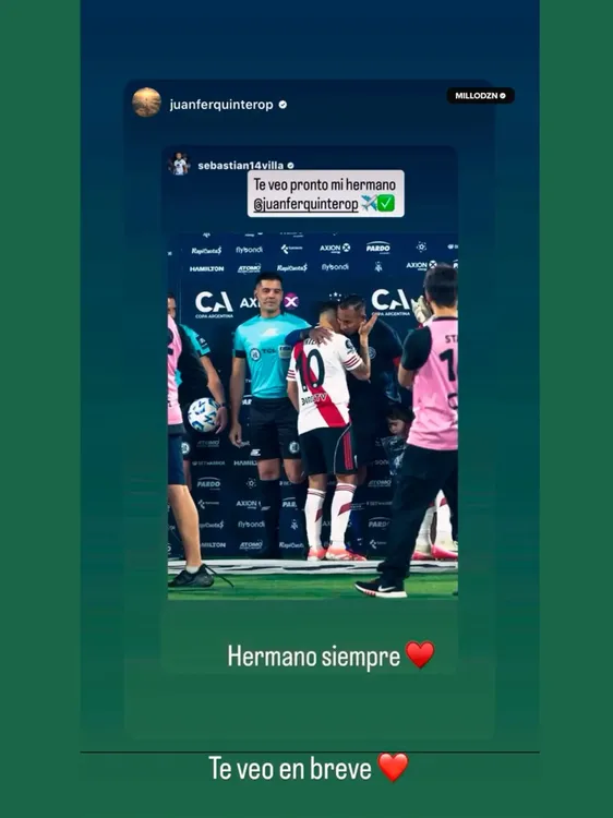 Un gesto en redes de Sebastián Villa junto a Juanfer Quintero agitó versiones. 2