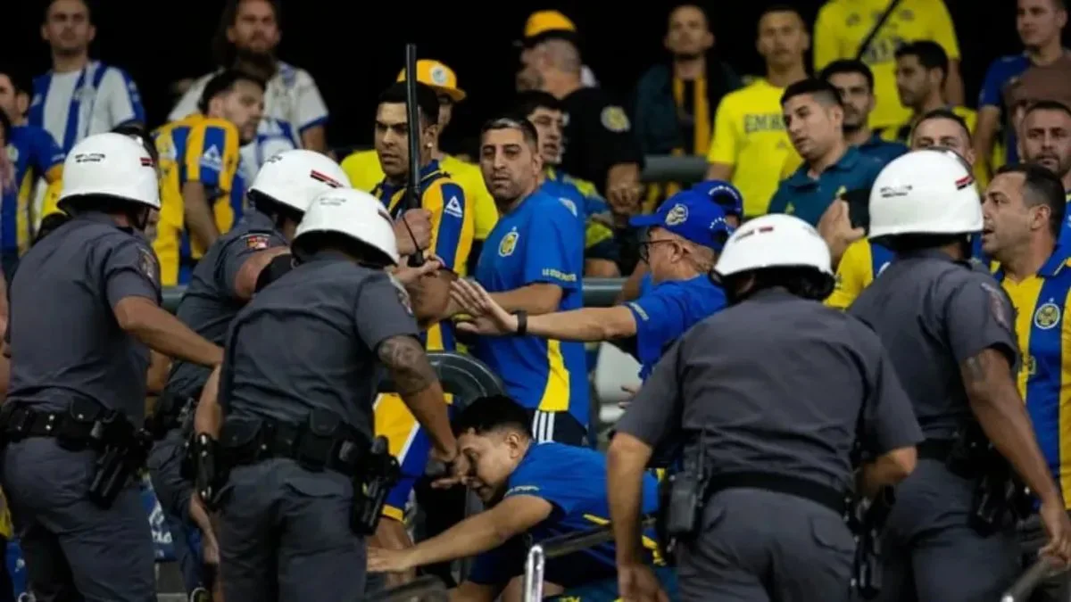 Incidentes con hinchas en Brasil. Foto Globo Esporte