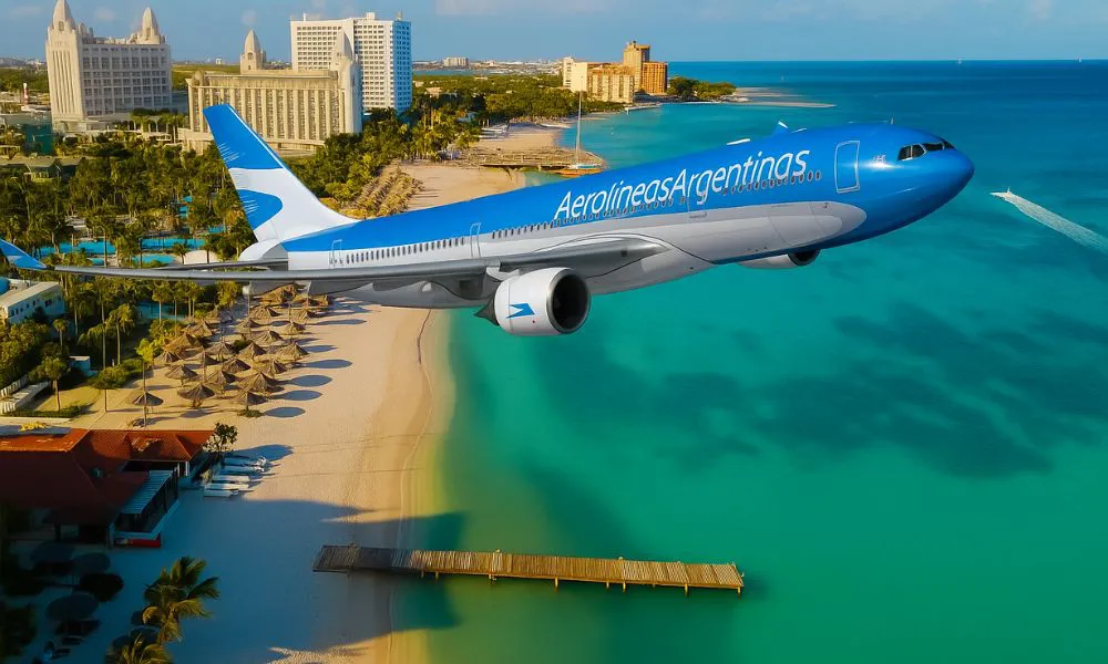 Vuelos al Caribe con Aerolíneas Argentinas. Foto generada con IA por #LA17