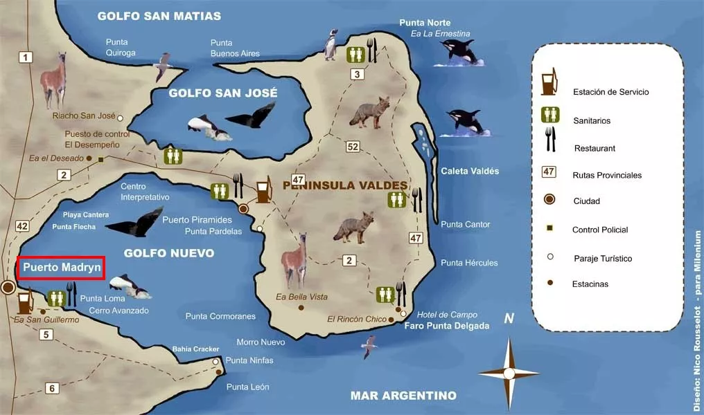 Mapa informativo. Península Valdés