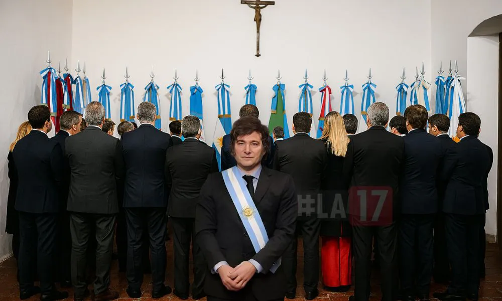 Milei con gobernadores de espaldas imagen generada por LA17