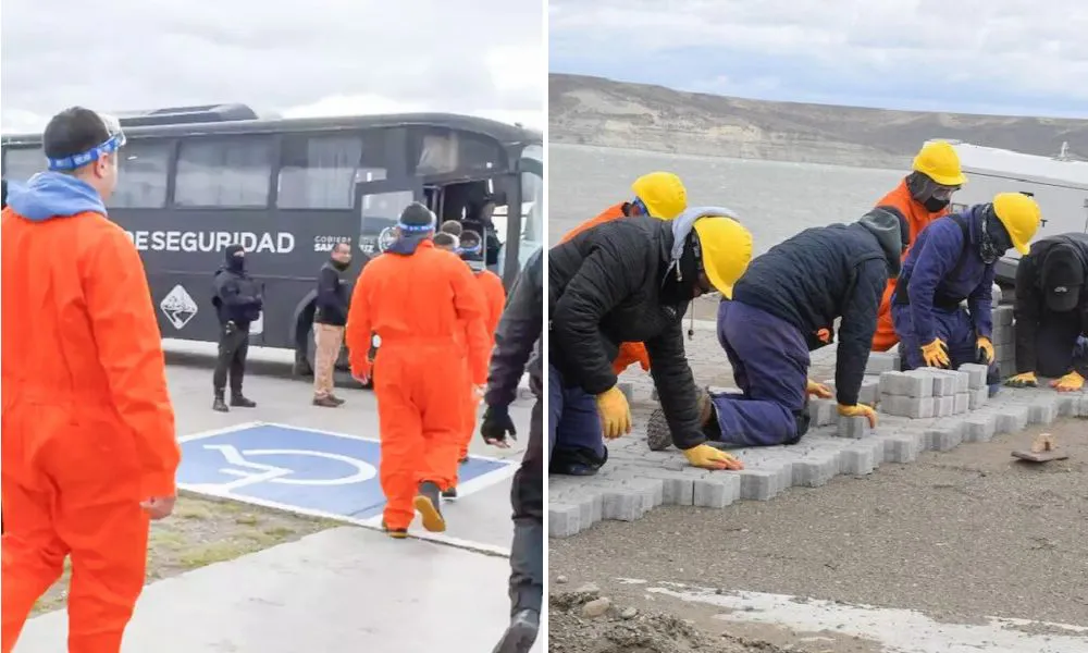 Presos trabajando en obras públicas de Santa Cruz