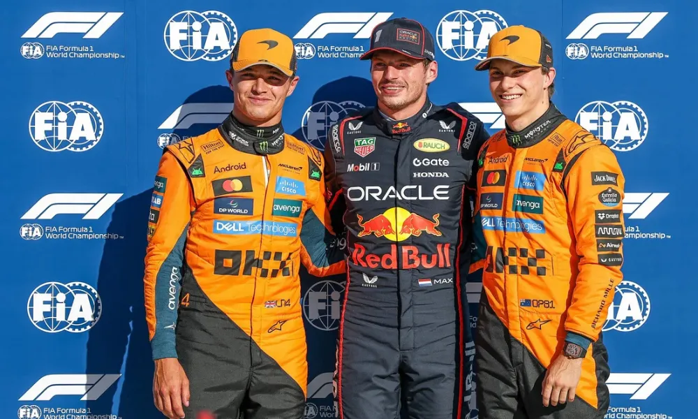 Norris, Verstappen y Piastri