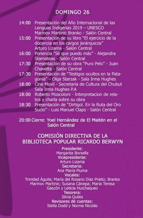 Programa Feria Libro Gaiman