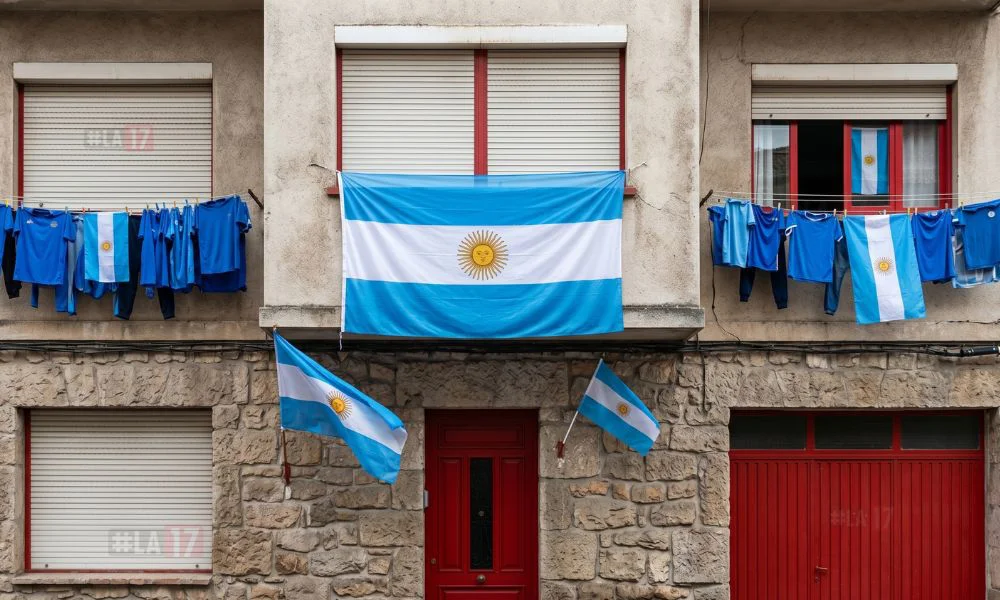 Casa con banderas de Argentina