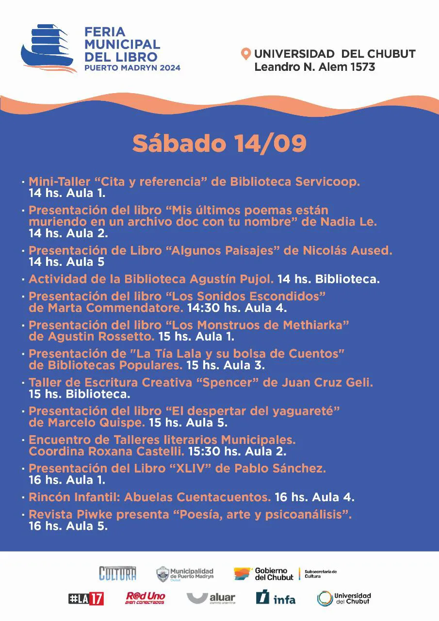 Feria del Libro de Puerto Madryn SÁBADO