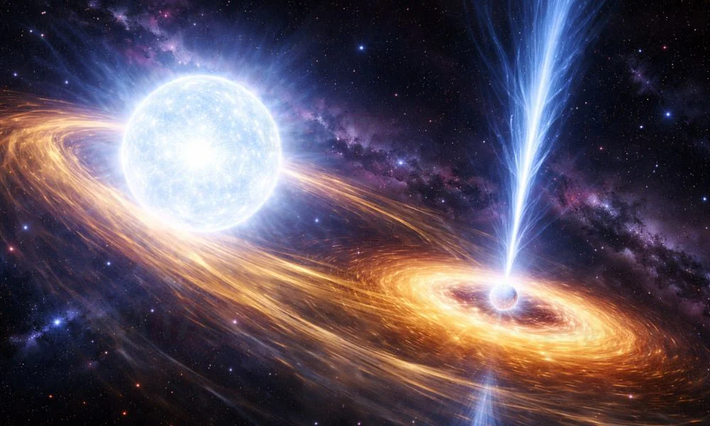 Estrella gamma Cassiopeia. Imagen ilustrativa creada con IA generativa por #LA17